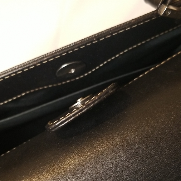 rare CHARLES JOURDAN Paris leather handbag brown rectangular purse Vintage - Picture 9 of 12